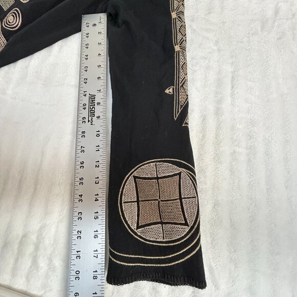 Biya Johnny Was Womens Black Tan Embroidered Hooded Kimono Cardigan Medium Boho - Picture 7 of 10
